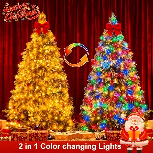 echosari Christmas Lights 66Ft, 400 LED Connectable Dual Color Changing String Lights Plug in with Timer for Tree Garden Indoor Decor (Warm White & Multicolor) - color: Warm White & Multicolor