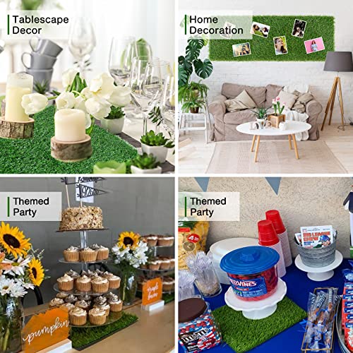 XLX TURF 6 Pack Artificial Grass Square Placemats for Golf Party Decorations - 12"x12" Fake Grass Mats for Crafts Football Table Centerpiece, Realistic Synthetic Pet Dog Turf Patch - size: 12"x12", Set of 6