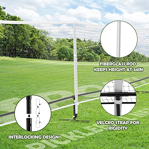 DULCE DOM Pickleball Net Portable Outdoor with Court Marking Kit, 22 FT Pickleball Nets USAPA Regulation Full Size, Pickle Ball Game Net System with Carrying Bag for Driveway Backyards