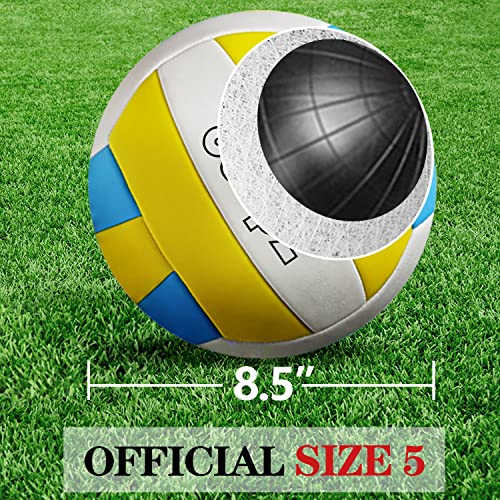 Volleyball Net Outdoor - Portable Volleyball Set for Backyard with Professional Volleyball Net, Wrap Yarn Volleyball and Pump, Boundary Line, Carry Bag - style: Plus-32FT(Blue&Green)