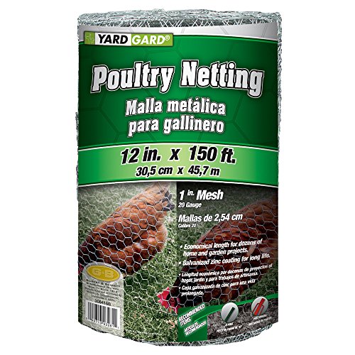 YARDGARD 1 Inch Poultry Netting, Chicken Wire Fence, 20 Gauge Galvanized Steel, Rabbit Fencing, Bird Enclosures, Garden Protection and Plant Support, 12 Inches x 150 Feet - size: 12 Inches x 150 Feet