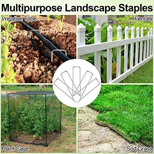 24 Pack Garden Stakes, U-Shaped Tent Stakes, Galvanized Landscape Staples, Ground Stakes, for Landscaping Securing Weed Barrier Fabric, Irrigation Tubing, Holding Fence, Tarpaulin - size: 24 Pack