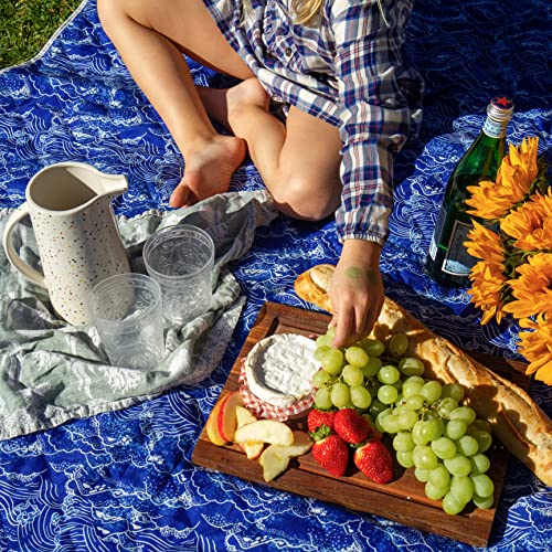 Shwally The Picnic Mat - Indoor/Outdoor Rug with Hand-Drawn Designs - Machine Washable, Water Resistant, Durable & Wipeable Material - Foldable & Easy to Carry - Large - style: Wavy Rainbows