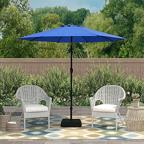 ABBLE Outdoor Patio Umbrella 9 Ft Stripe with Crank and Tilt, Weather Resistant, UV Protective Umbrella, Durable, 8 Sturdy Steel Ribs, Market Outdoor Table Umbrella - Royal Blue - color: Royal Blue