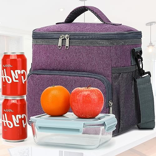 GYEUKHAM Unisex Insulated Lunch Bag, Purple, 10.2" x 7.5" x 9" - color: Purple