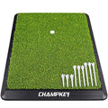 CHAMPKEY Premium Synthetic Turf Golf Hitting Mat | Heavy Duty Rubber Base Golf Practice Mat | Come with 1 Rubber Tee and 9 Plastic Tees - size: S (8.5" x 17"), style: LITE Version