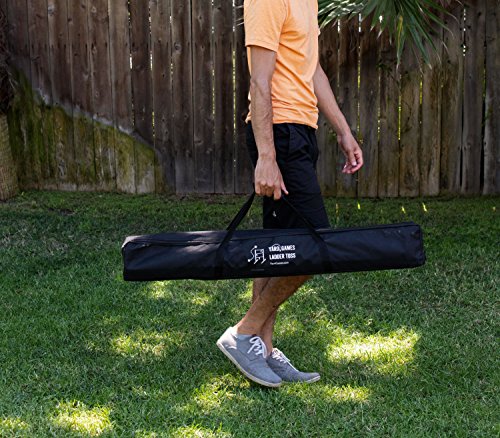 Ladder Toss Double Wooden Ladder Ball Game with Finished Wood Frame and Real Golf Ball Bolas and Durable Nylon Carrying Case