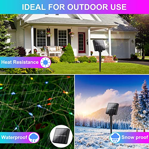 Brightever 4-Pack Solar String Lights Outdoor 288FT, Each 72FT 200 LED Solar Fairy Lights Waterproof, 8 Modes RGB Twinkle Lights for Christmas, Halloween, Party, Wedding Decorations(Multicolored) - color: Multicolor, size: 288FT