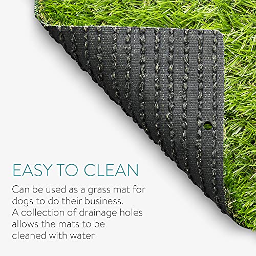 Navaris Artificial Grass Squares - 12" x 12" Fake Green Grass Squares Panels for Indoor and Outdoor Use - Fake Grass Patches for Lawn - Pack of 4