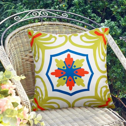 Pyonic Outdoor Pillows Waterproof Throw Pillow Covers Set of 4 Floral Printed and Boho Farmhouse Outdoor Pillow Covers for Patio Funiture Garden 18x18 Inch - color: Lemon Yellow, size: 18" x 18" (Pack of 4)
