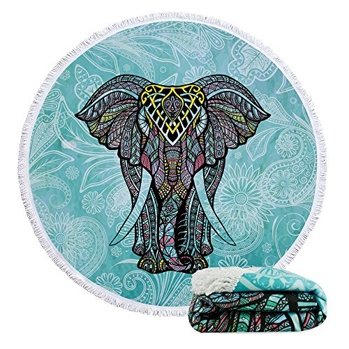 Violet Mist Microfiber Beach Towels Oversized Round Elephant Beach Blanket Sand Free Quick Dry Hippie Boho Circle Bath Towel Absorbent Bohemian Beach Yoga Mat Table Cloth Throw Fringe Tapestry 60" E - color: Elephant