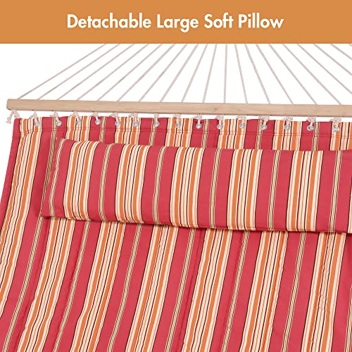 ANOW Outdoor Hammock with Stand 12FT, Heavy Duty Hammocks with Stand Included, 450 LBS Weight Capacity, Red Stripes - color: Red Stripes, size: 2 Person With Stand