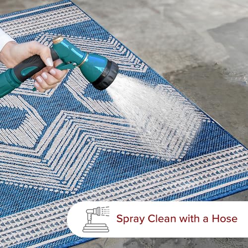 Nuloom Ranya Blue/Ivory, 2' x 3', Tribal Geometric, Soft and Cozy, High Traffic, Stain Resistant, Easy Clean, Durable Area Rug for Indoor/Outdoor Patio, Deck, Porch, Garden, Courtyard - color: Blue, size: 2' x 3' (Rectangular)