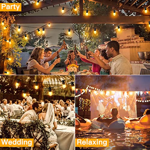 Ollny Outdoor String Lights, 50 FT Waterproof Connectable Patio Lights with 15 Shatterproof Bulbs(2 Spare), Outside Hanging Light for Balcony, Porch, Yard, Garden, Backyard - size: 50FT, style: S14-50FT