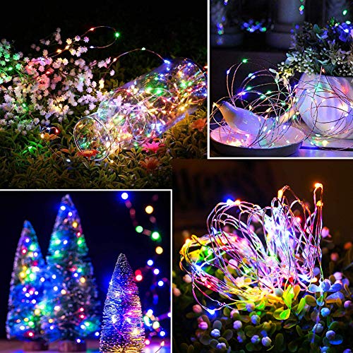 Lezonic Outdoor Solar Christmas Lights Waterproof,2 Pack Total 240LED 24M/80Ft Garden Light Waterproof 8 Modes Outdoor Copper Wire Solar String Lights Patio Decor,Porch Hanging Light (Colored) - color: Multicolor