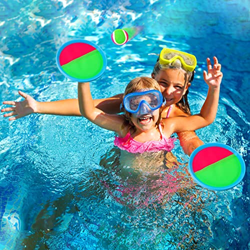 Ayeboovi Toss and Catch Ball Game Outdoor Beach Pool Kids Toys Outside Lawn Yard Games for 3 4 5 6 7 8 9 10 11 12 Year Old Girls Boys Toys Birthday Gift Easter Basket Stuffers (2 Paddles 2 Balls) - style: 2 Paddles 2 Balls