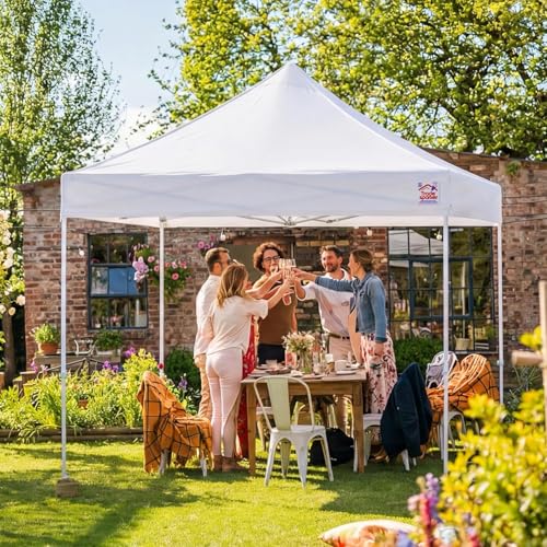 Tradesparker 8x8 Pop Up Canopy Tent,Commercial Movable Canopy with ApexCore LED&Rugged Casters-Instant Easy Setup Shelter Canopies with Weight Bags&Stakes for Outdoor Events Markets Vendors,White - color: White, size: 8x8