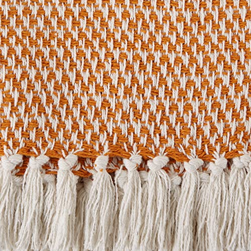 DII Woven Throw Collection 100% Cotton, Basketweave, 50x60, Pumpkin Spice - color: Pumpkin Spice, size: 50x60"