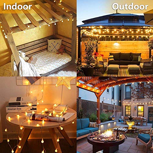 Merdeco Plug in 10ft 20 LED Globe String Lights Indoor Outdoor Decorative Fairy Lights Warm White for Birthday Party Wedding Anniversary Christmas