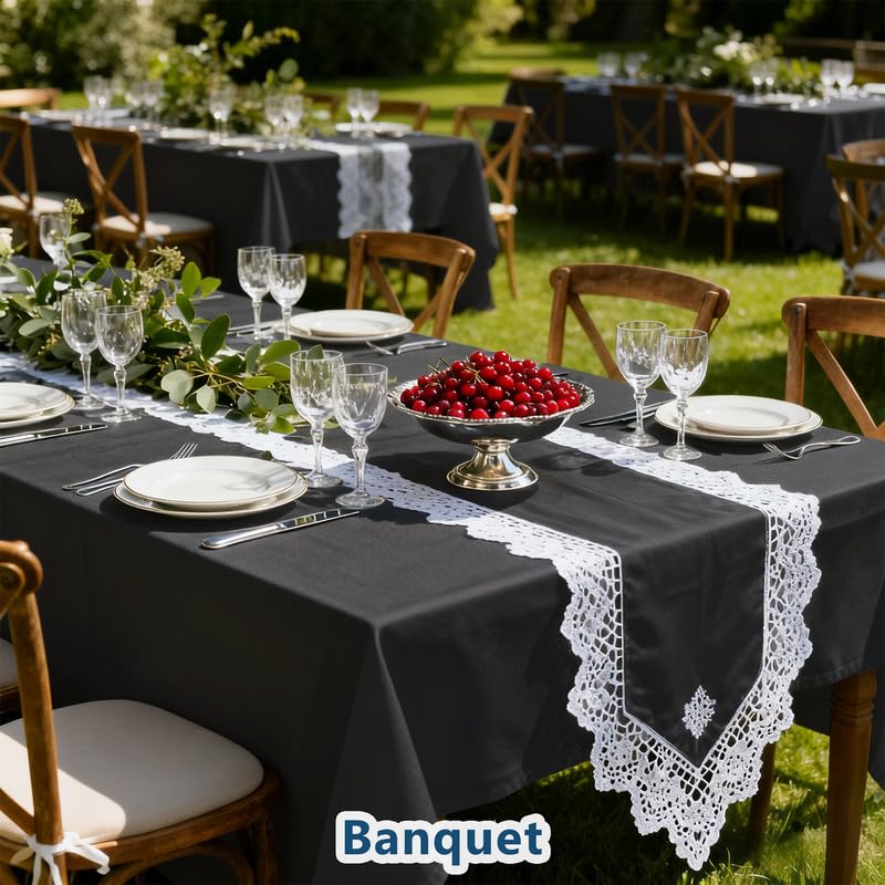 Rectangle Tablecloth Black Washable Decorative Polyester Table Cloth, Wipeable Table Cover for Dining/Wedding/Birthday/Party/Banquet Decor 60" x 84", 1 Pack - color: 7ft-black