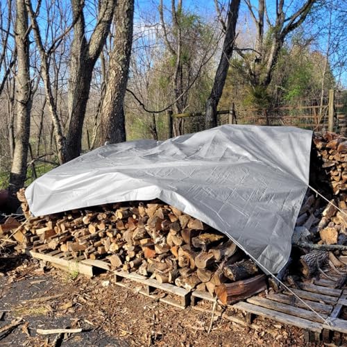Sliver Tarps Heavy Duty Waterproof, 12 Mil Large Tarps with Grommets and Reinforced Edges, UV Tear Fade Resistant, Heavy Duty Tarpaulin for Outdoors Patio Camping, 10 * 14FT - color: Silver-12 Mil, size: 10*14FT