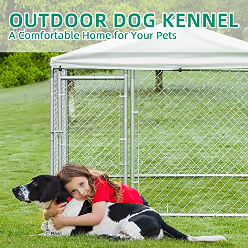 VIVIJASON Outdoor Large Dog Kennel Heavy Duty Fence Dog Cage with Galvanized Chain Link, Outside Pen Playpen Dog Run House with UV & Waterproof Cover and Secure Lock for Backyard (6.5'Lx6.5'Wx5.2'H) - color: 6.5'Lx6.5'Wx5.2'H