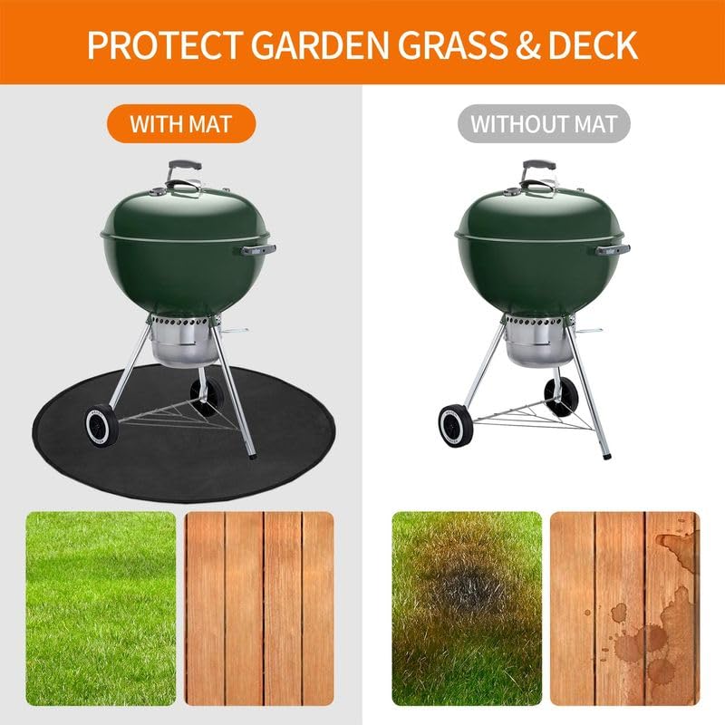 24" Fire Pit Mat for Solo Stove Bonfire Round Fireproof Under Grill Mat Oil Proof Waterproof BBQ Pad for Deck Patio Grass Outdoor Grill Accessories Portable and Reusable - size: 24" Round