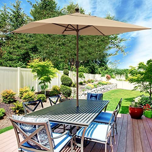 EliteShade USA 10-Year-Non-Fading 6.5x10Ft Rectangular Market Patio Umbrella, UPF 50+ UV Protection Performance Sun Umbrella, Heavy Duty Commercial Grade Outdoor Table Umbrella with Crank, Windproof Vented Top for Garden, Pool, Deck and Outdoor Playsets,