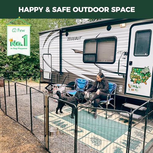 FXW Instant Unleashed Dog Playpen, Portable Pet Fence for Outdoor, RV Trips, and Camping, 40inch, 16 Panels for Medium and Large Dogs│Patented - size: 40"H