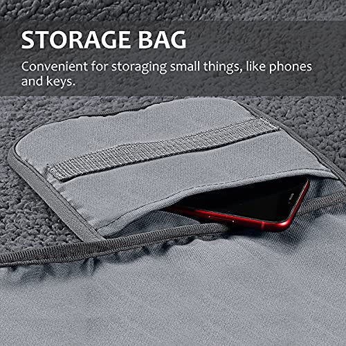 Tirrinia Large Waterproof Outdoor Blanket, Soft Warm Windproof Stadium Blanket with Sherpa Fleece and Foldable for Outdoor Sport, Baseball, Football, Beach, Concerts, Car - color: Light Grey, size: 51”x 59”