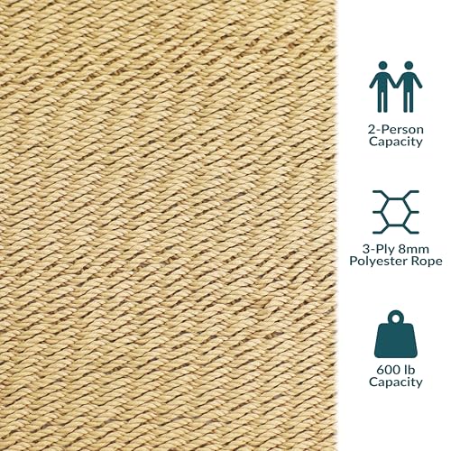 Sunnydaze Soft-Spun Polyester Rope Double Hammock for Outside - 600-Pound Weight Capacity Extra Large Hammock - Tan - color: Tan
