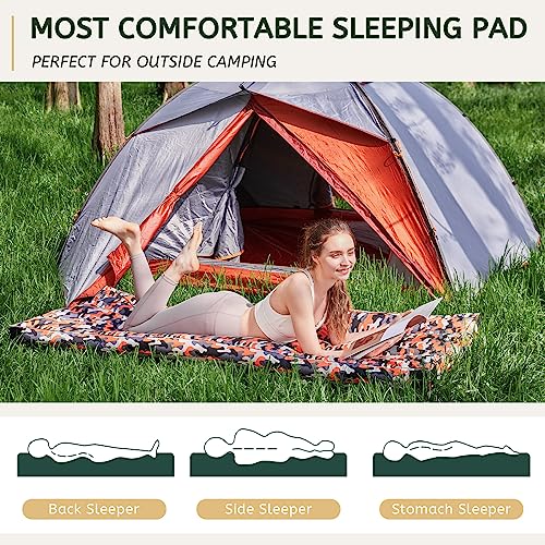 HomeMate CertiPUR-US Memory Foam Camping Mattress Pad Portable Roll Up Mattress for Adults Sleeping Mat Cot Mattress Pad - color: Orange, size: Cot / 72*24*3