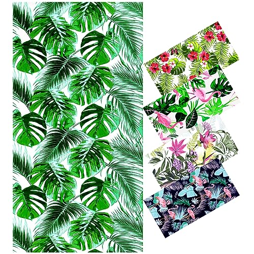 Genovega Oversized Terry Beach Towel 36 x 72 in Soft Extra Large Big Pool Swim Towels for Adult XL Clearance Big Travel Blanket Cruise Vacation Accessories Essentials Lounge Chair Cover Green Leaves - color: Green Leaves