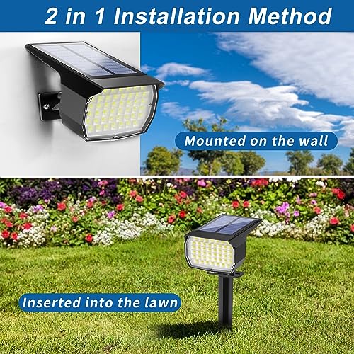 WENATY Solar Spot Lights Outdoor Waterproof IP65, 12 Pack Landscape Spotlights with 46 LEDs, 3 Modes Auto On/Off Solar Powered Flood Lights for Outside Pathway, Yard, Garden, Walkway (Cool White) - color: Cool White, size: 12 Pack