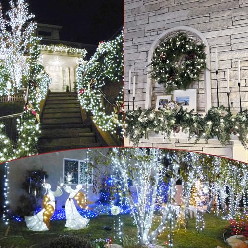 2-Pack Connectable Christmas Lights Outdoor, Total 164FT 400LED Christmas String Lights Waterproof with 8 Modes & Timer, Green Wire Twinkle Lights for Xmas Tree Decorations Outdoor Indoor, Cool White - color: Cool White