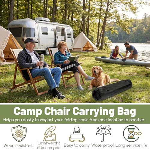 Nogeqi Camping Chair Bag Replacement, Black Portable Folding Chair Bag with Shoulder Strap for Travel Camping Sports Outdoors, 80x20cm/31.5x7.87in (Chair is Not Included)