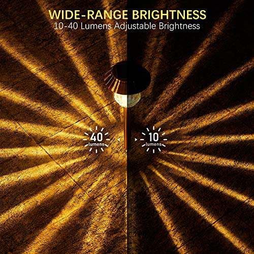 XMCOSY+ Solar Lights Outdoor Waterproof, 4 Pack Solar Lights for Outside, 10-40 LM Dimmable LED Glass Outdoor Solar Lights for Yard Pathway Garden Lawn Driveway Walkway (Warm White) - color: Copper, size: 4 Packs