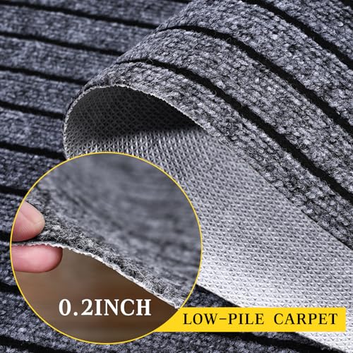 2x6 ft Outdoor Runner Rug, Non-Slip Indoor Outdoor Carpet Runner with TPR Backing, Waterproof Mat for Hallway, Kitchen, Patio, Garage, Deck, Entryway, Grey Wide Stripes - color: Gray Wide Stripes, size: 2' x 6' (Runner)