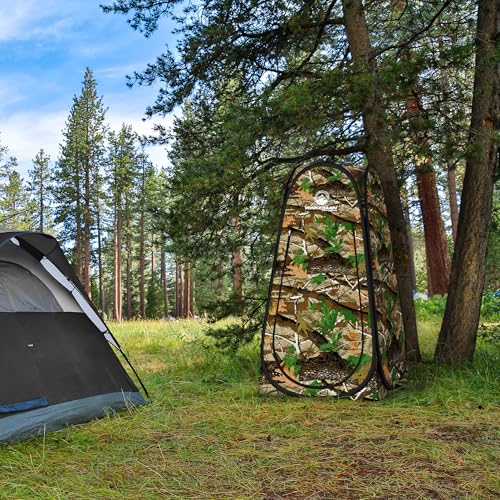 Wakeman Pop Up Changing Tent, 3.3 x 3.3 x 6.2ft, Camping Shower Tent for Portable Toilet Stall or Dressing Room with Carry Bag for Camping, Beach, or Tailgate, Polyester - color: Camo