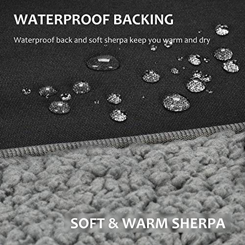 Tirrinia Large Waterproof Outdoor Blanket, Soft Warm Windproof Stadium Blanket with Sherpa Fleece and Foldable for Outdoor Sport, Baseball, Football, Beach, Concerts, Car - color: Black, size: 66" x 90"