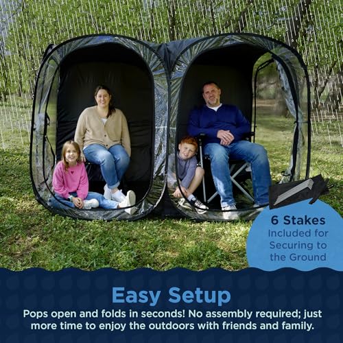 WeatherPod® Side-by-Side™ 2-4 Person Pop-Up Sports Tent Pod - The Original Shark Tank Instant Setup All-Weather Pod Shelter for Outdoor Sports, Rain, Wind & Cold - size: 2-4 Person