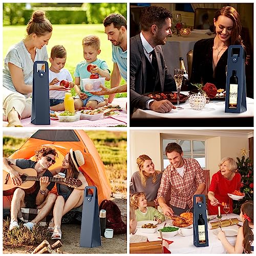RYDDOY Wine Gift Bag, Reusable Leather Wine Tote Carrier, Single Bottle Champagne Beer Gift Bags Carrier for Birthday, Wedding, Picnic Party, Christmas festival Gifts (Blue) - color: B-Blue-16.1×3.5×3.5