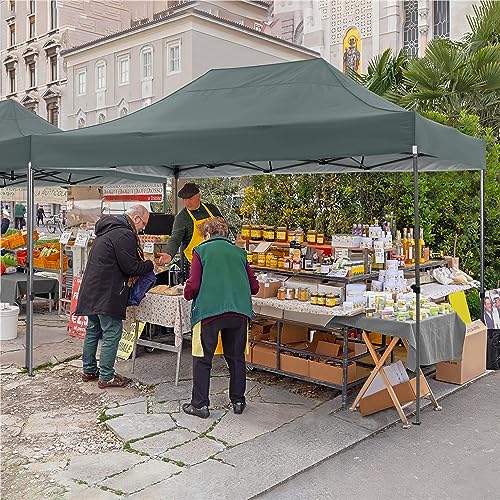 COBIZI 10x15 Heavy Duty Pop up Canopy Tent with 4 sidewalls, Commercial Outdoor Tents for Parties,Backyard Event, Wedding, All Season Waterproof Event Shelter with Carry Bag, Gray(Frame Thickened) - color: Gray, size: 10x15 With Sidewalls