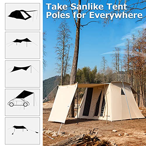 SANLIKE Aluminum Tent Poles for Tarp, 60inch, 2 Sets (4 Sections), Black, Waterproof, Camping - color: Black-4 Sections