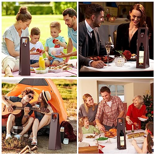 RYDDOY Wine Gift Bag, Reusable Leather Wine Tote Carrier, Single Bottle Champagne Beer Gift Bags Carrier for Birthday, Wedding, Picnic Party, Christmas festival Gifts (Brown) - color: A-Brown-16.1×3.5×3.5