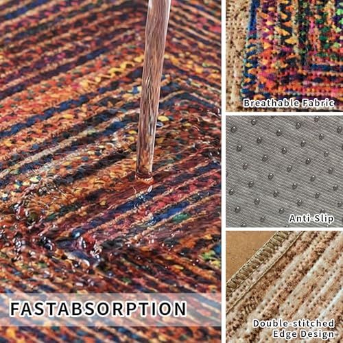Washable Dog Pee Pads, Vintage Carpet Style, Non-Slip, Leak-Proof, Ultra-Absorbent, Reusable Puppy Training Pads & Mat for Pet Crates, Floors, Whelping & Housebreaking, 2 Pack 36"x36" - color: Sisal Bohemian Print, size: 36" ×36"(pack of 2)