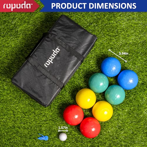 ropoda 100mm Bocce Ball Set, Lighter Bocce Ball for Beginners with 8 Balls, Pallino, Case and Measuring Rope for Backyard/Beach/Lawn, Composite Plastic for Kids Teens Beginners - size: 100mm
