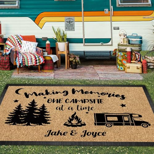 Custom Outdoor Rug for Camping Making Memories RV Trailer Decor Camping Rug for Outdoors, Backyard, Patio, Picnic, Beach, 48 x 72 Inch, 23 RV Optional - color: Making Memories, size: 4' x 6' (Rectangular)