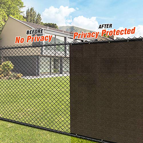 iCover 4x50ft Privacy Screen Fence, Outdoor Fencing Panels, Garden Windscreen Mesh Shade Sail Net Barrier, Include Reinforced Bindings and Brass Grommets Cable Zip Ties, Brown - color: Brown, size: 4x50ft