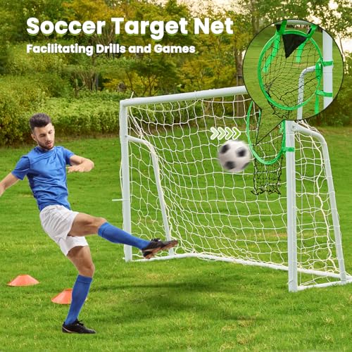 Soccer Goal 12×6, 8×6 and 6×4 FT Soccer Goals for Backyard, 2"Diameter Steel Soccer Goal for Kids and Adults Large soccer goal Powder Coated Galvanized Steel Post With Soccer Target Net for Training - style: 8'W×6'H